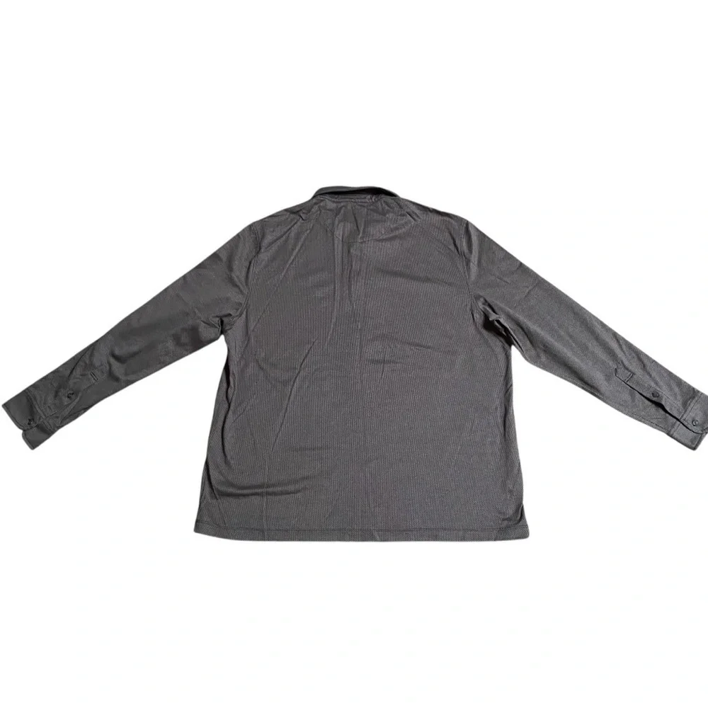 UNTUCKit Damaschino Birdseye Long Sleeve Polo Shirt 2XL Brown Cotton - Picture 6 of 12